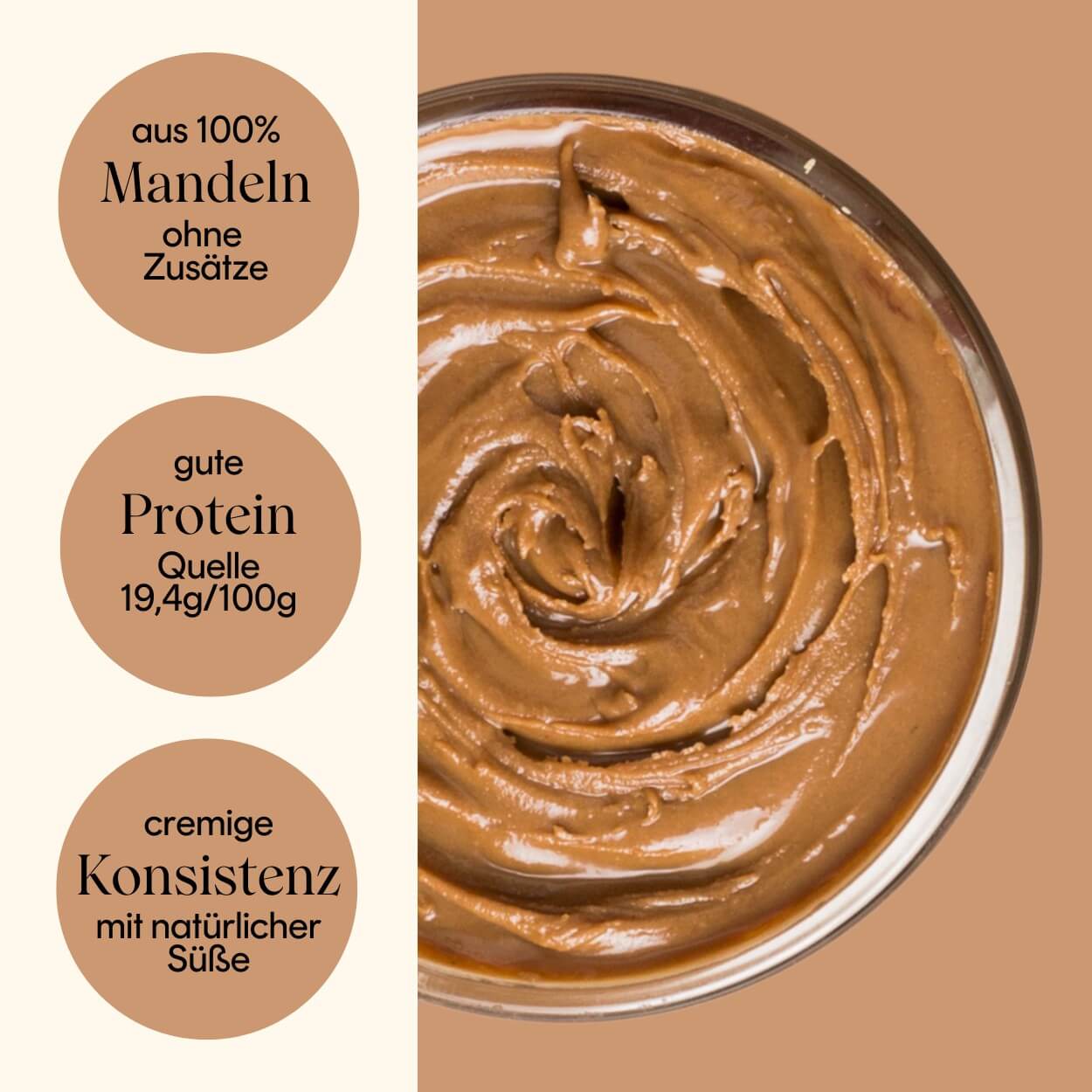 Mandelmus von Nucosy – hoher Proteingehalt, ohne Zusatzstoffe, 100% natürliche Mandeln.