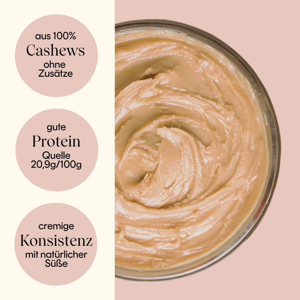 Cashewmus von Nucosy – reich an Protein, ohne Zusatzstoffe, 100% Cashews für natürliche Energie.