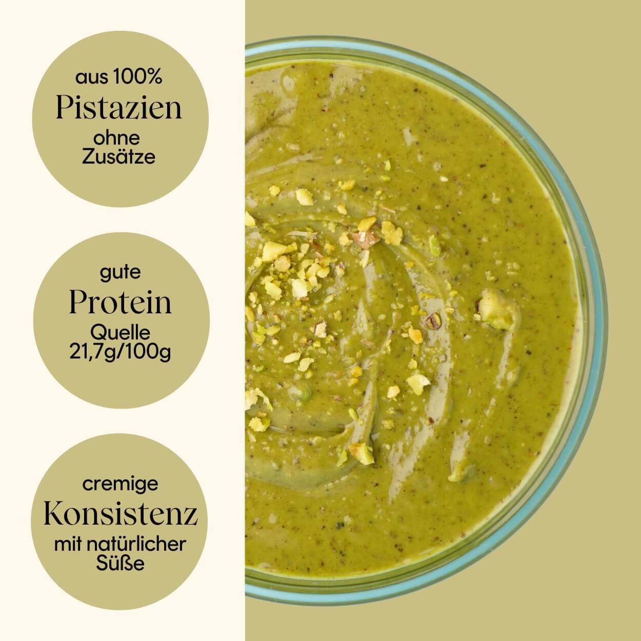 Pistazienmus von Nucosy – reich an Protein, ohne Zusatzstoffe, 100% pure Pistazien.